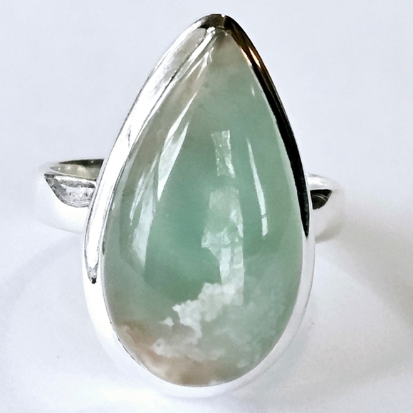 Independent Jewelry - Genuine Aqua Crysoprase Ring in Sterling Silver Size 7! NEW